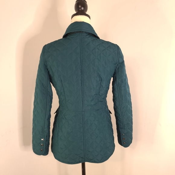 Chico's Jacket Woman XS-SM Green Quilted Snap Button Front Collared Light Fall - Picture 2 of 11